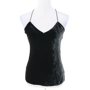 Theory Top Womens 0 Black Silk Blend Velvet Racerback Camisole Tank Party